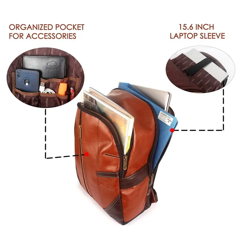 THE CLOWNFISH Havok 22 Liter Laptop Backpack - Water Resistant, USB Port | For Travel & Work | Brown