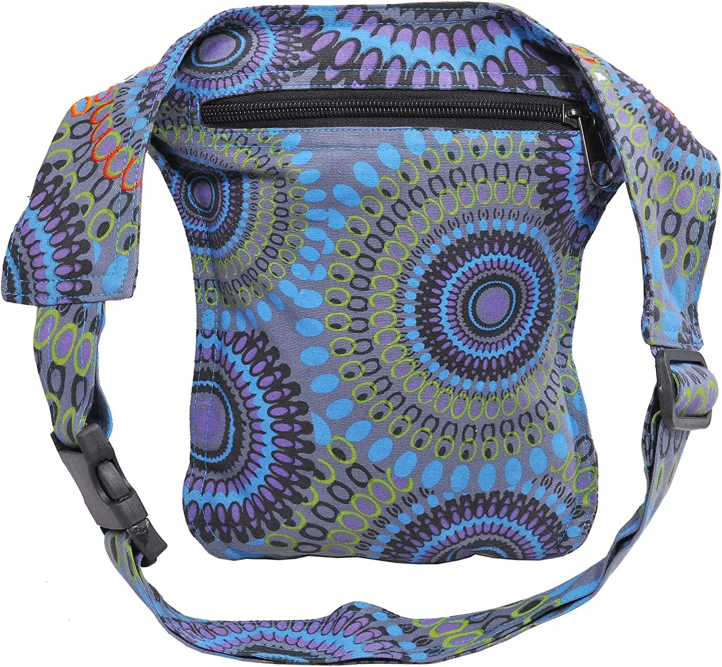 The Collection Royal Fanny Pack Crossbody Bags for Women| Cotton Canvas Boho Hippie Festival Colorful Belt Bag for Women (Blue B)
