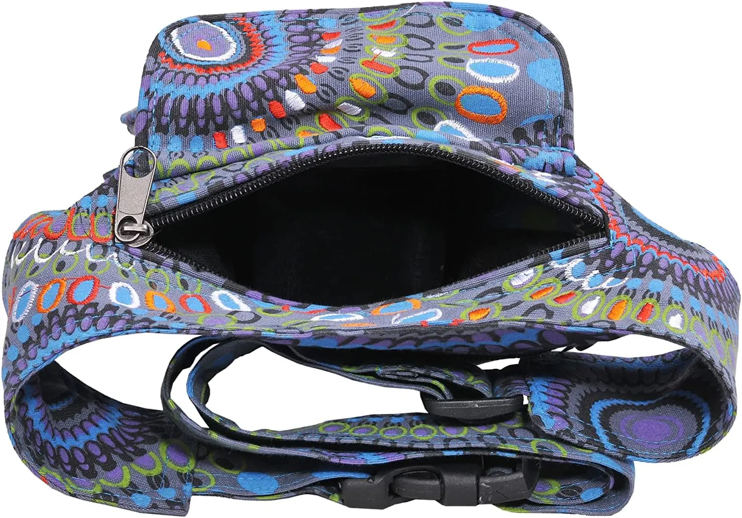 The Collection Royal Fanny Pack Crossbody Bags for Women| Cotton Canvas Boho Hippie Festival Colorful Belt Bag for Women (Blue B)