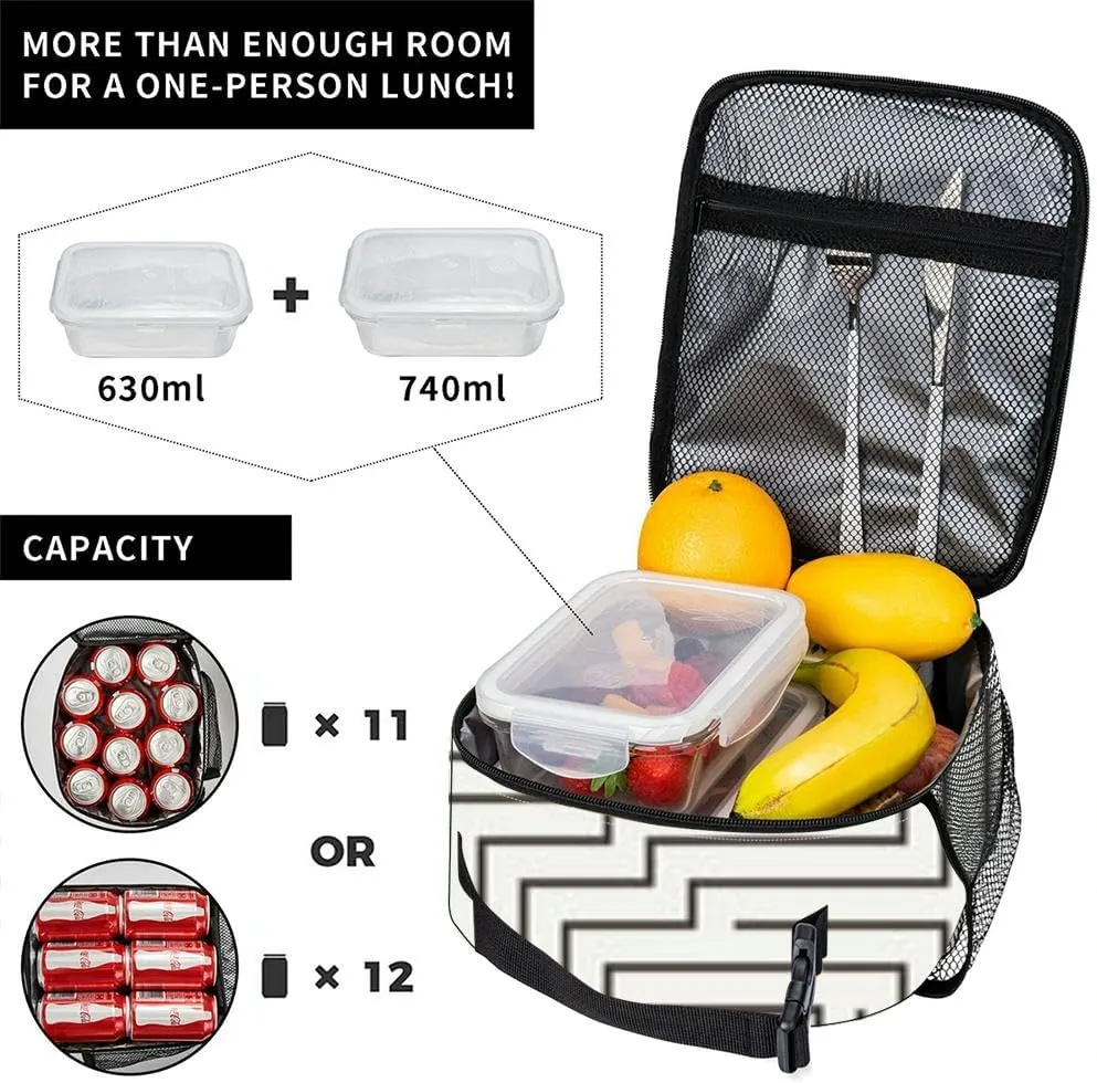 the form a labyrinth Insulated Iunch Bag for Men Woman Large Portable Waterproof Reusable Thermal Lunch Box with Pockets for Work Travel Picnic