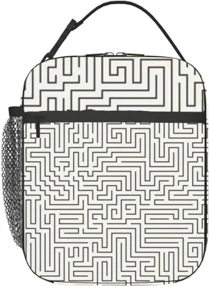 the form a labyrinth Insulated Iunch Bag for Men Woman Large Portable Waterproof Reusable Thermal Lunch Box with Pockets for Work Travel Picnic