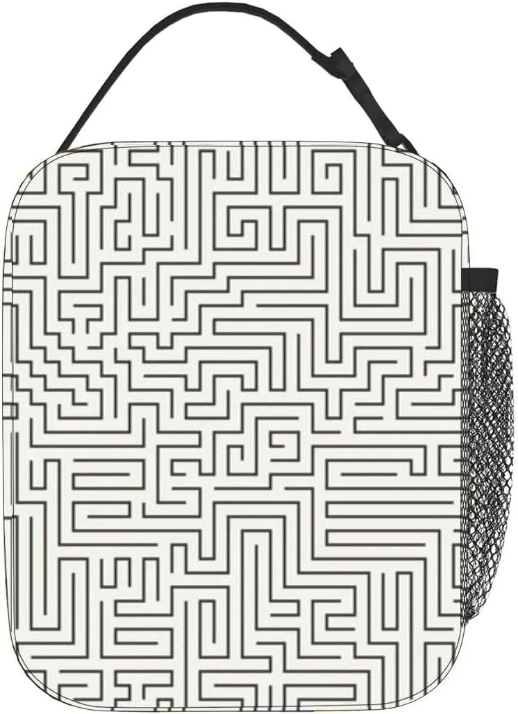 the form a labyrinth Insulated Iunch Bag for Men Woman Large Portable Waterproof Reusable Thermal Lunch Box with Pockets for Work Travel Picnic