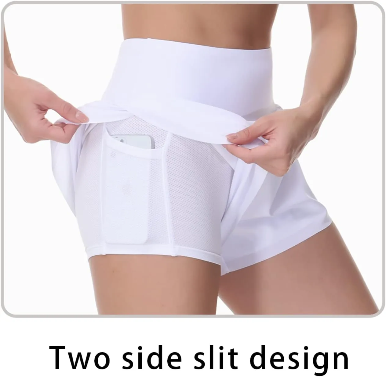 THE GYM PEOPLE Women’s Quick Dry Running Shorts Mesh Liner High Waisted Tennis Workout Shorts Zipper Pockets