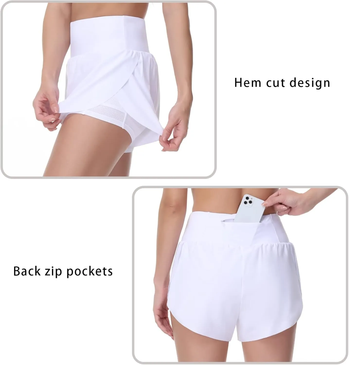 THE GYM PEOPLE Women’s Quick Dry Running Shorts Mesh Liner High Waisted Tennis Workout Shorts Zipper Pockets