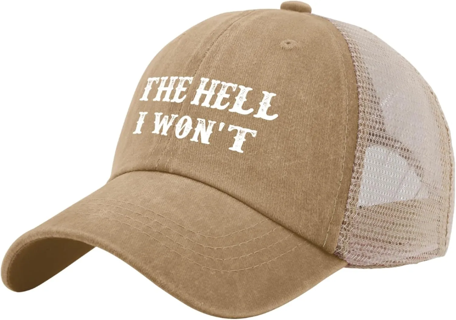The Hell I Won't Trucker Hat Men Vintage Mesh Cap for Summer