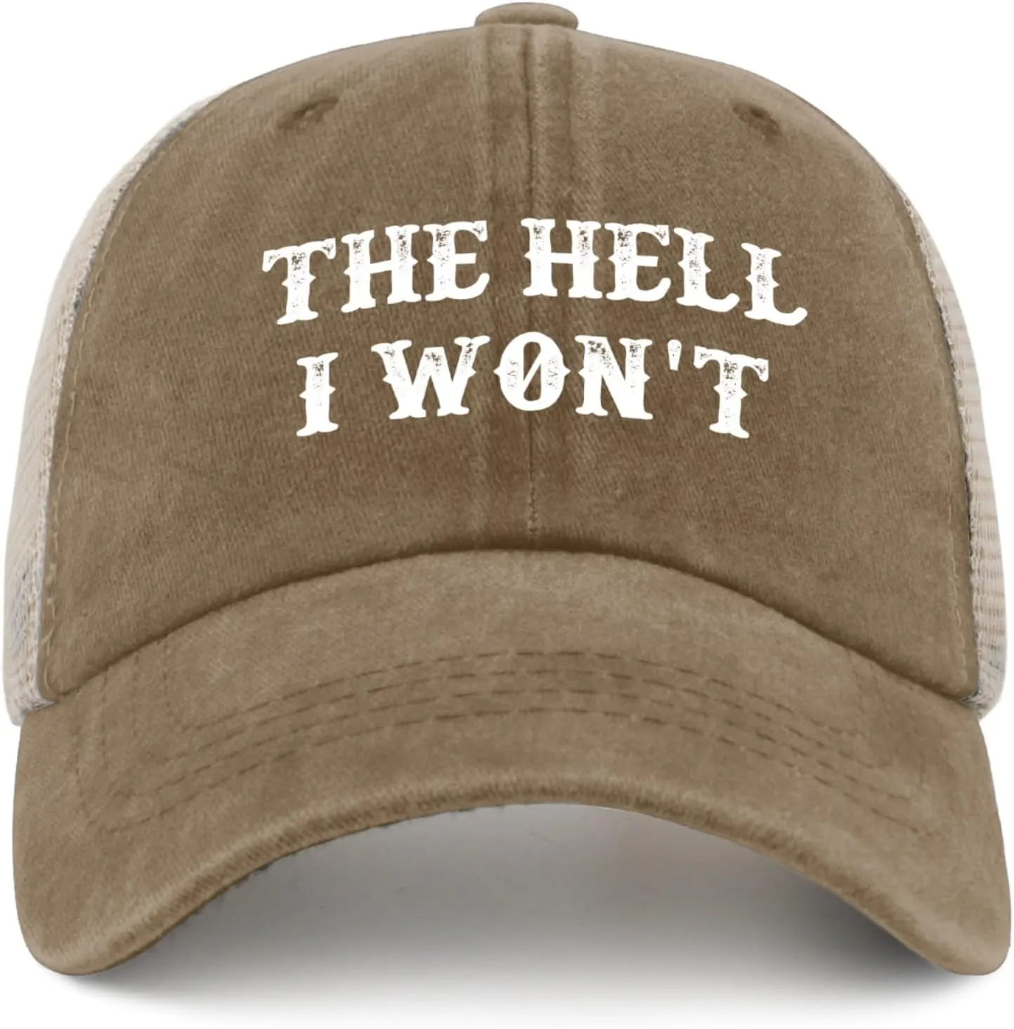 The Hell I Won't Trucker Hat Men Vintage Mesh Cap for Summer