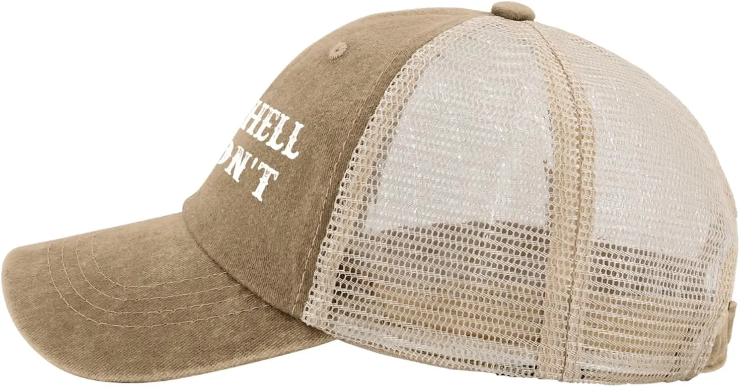The Hell I Won't Trucker Hat Men Vintage Mesh Cap for Summer