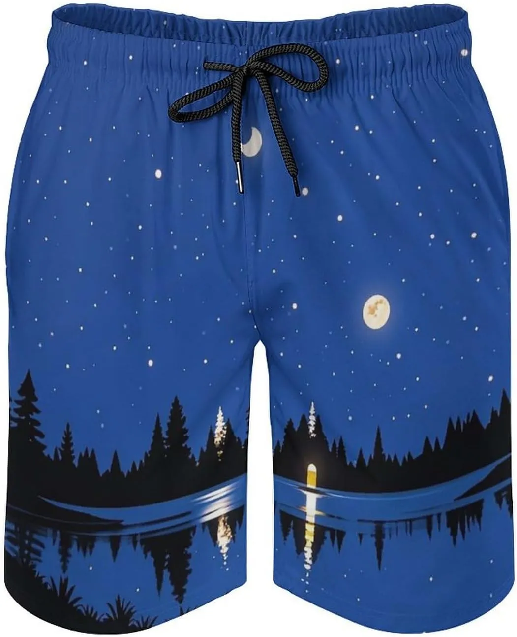 The Lake in The Night Sky Men's Swim Trunks with Pockets & Mesh Lining, Lightweight Quick-Dry Beach Shorts