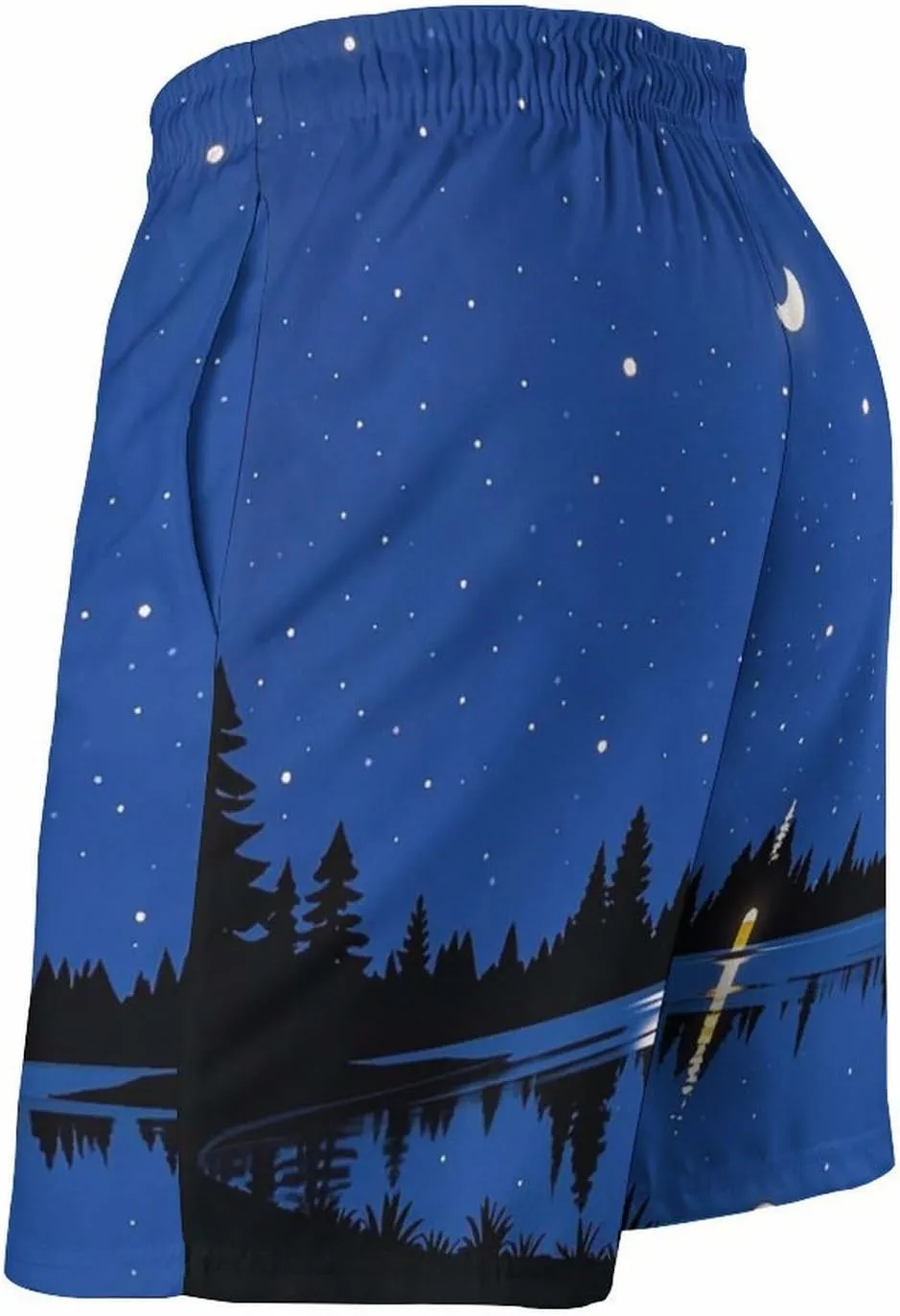 The Lake in The Night Sky Men's Swim Trunks with Pockets & Mesh Lining, Lightweight Quick-Dry Beach Shorts