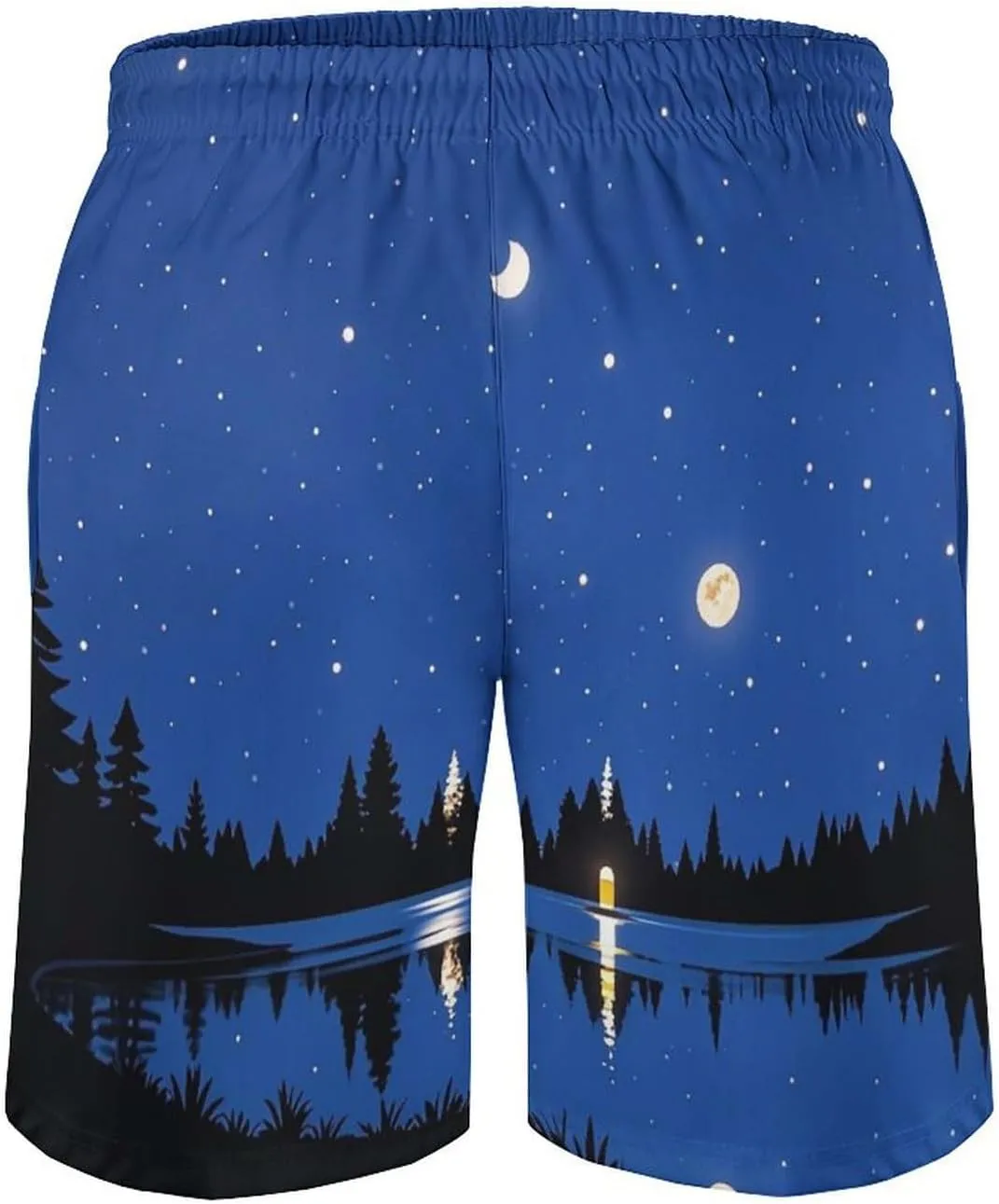 The Lake in The Night Sky Men's Swim Trunks with Pockets & Mesh Lining, Lightweight Quick-Dry Beach Shorts