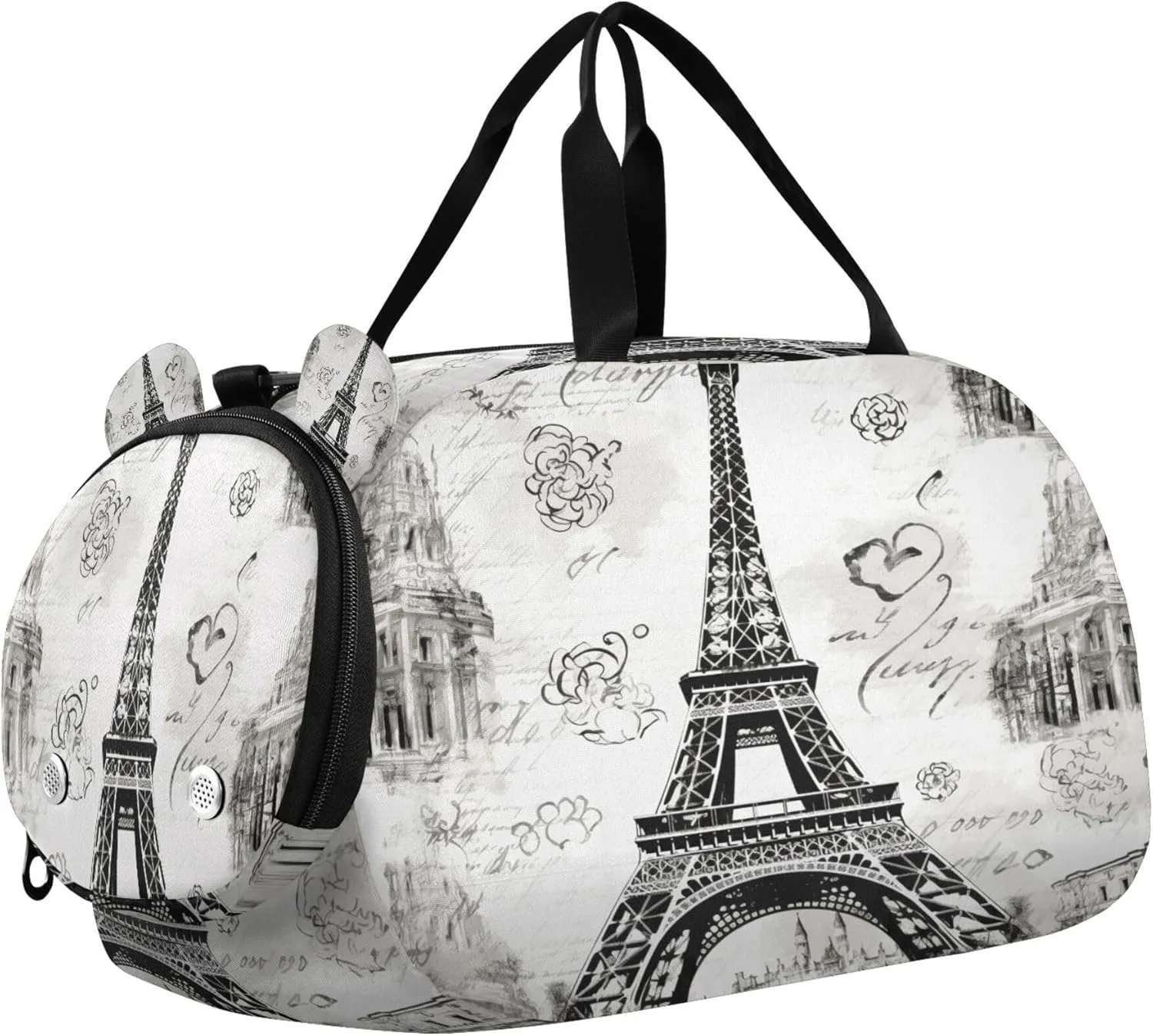 The Paris Tower Kids Overnight Sports Duffel Bags with Shoe Compartment & Wet Pocket Travel Sport Gym Bag for Girls Boys