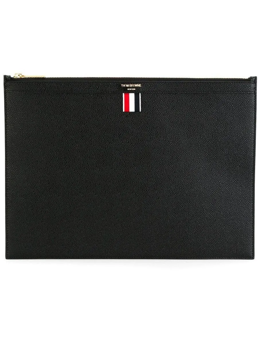 Thom Browne Medium Document Holder In Pebble Grain Leather Bags