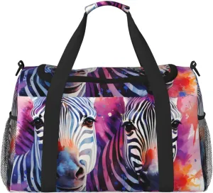 Tie-Dye Zebra Travel Duffel Bag Tote Bag Sports Gym Bag For Women And Men