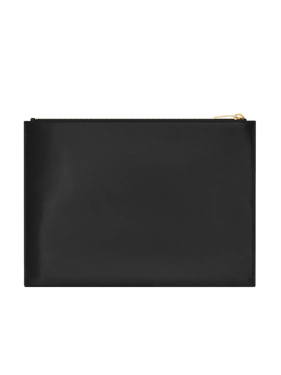 Tiny Monogram Zippered Document Holder in Shiny Leather
