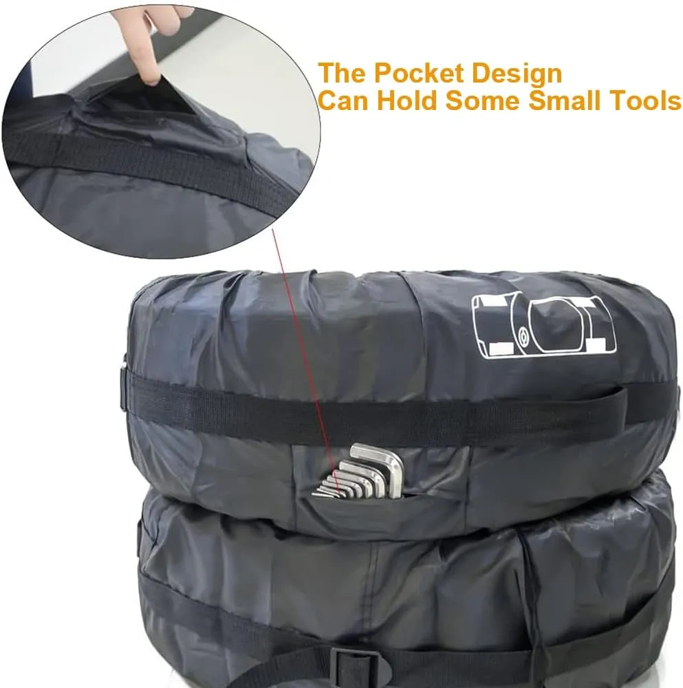 Tire Cover 4pcs Skyour Adjustable Waterproof Seasonal Spare Car Wheel Tire Storage Bag Tote Protective Cover Dustproof Tire Tote Wheel Protector Covers with 4pcs Wheel Felts (Black-B, L)