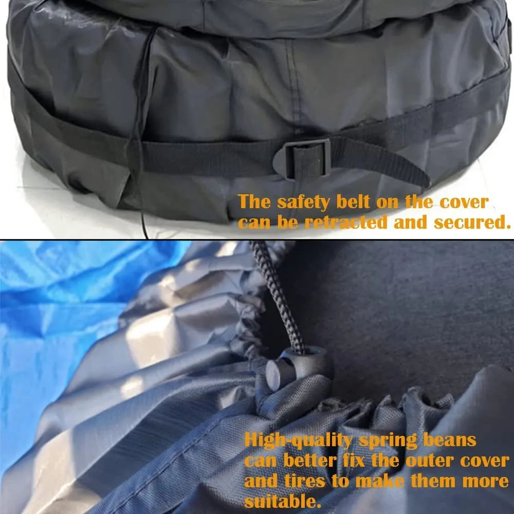 Tire Cover 4pcs Skyour Adjustable Waterproof Seasonal Spare Car Wheel Tire Storage Bag Tote Protective Cover Dustproof Tire Tote Wheel Protector Covers with 4pcs Wheel Felts (Black-B, L)