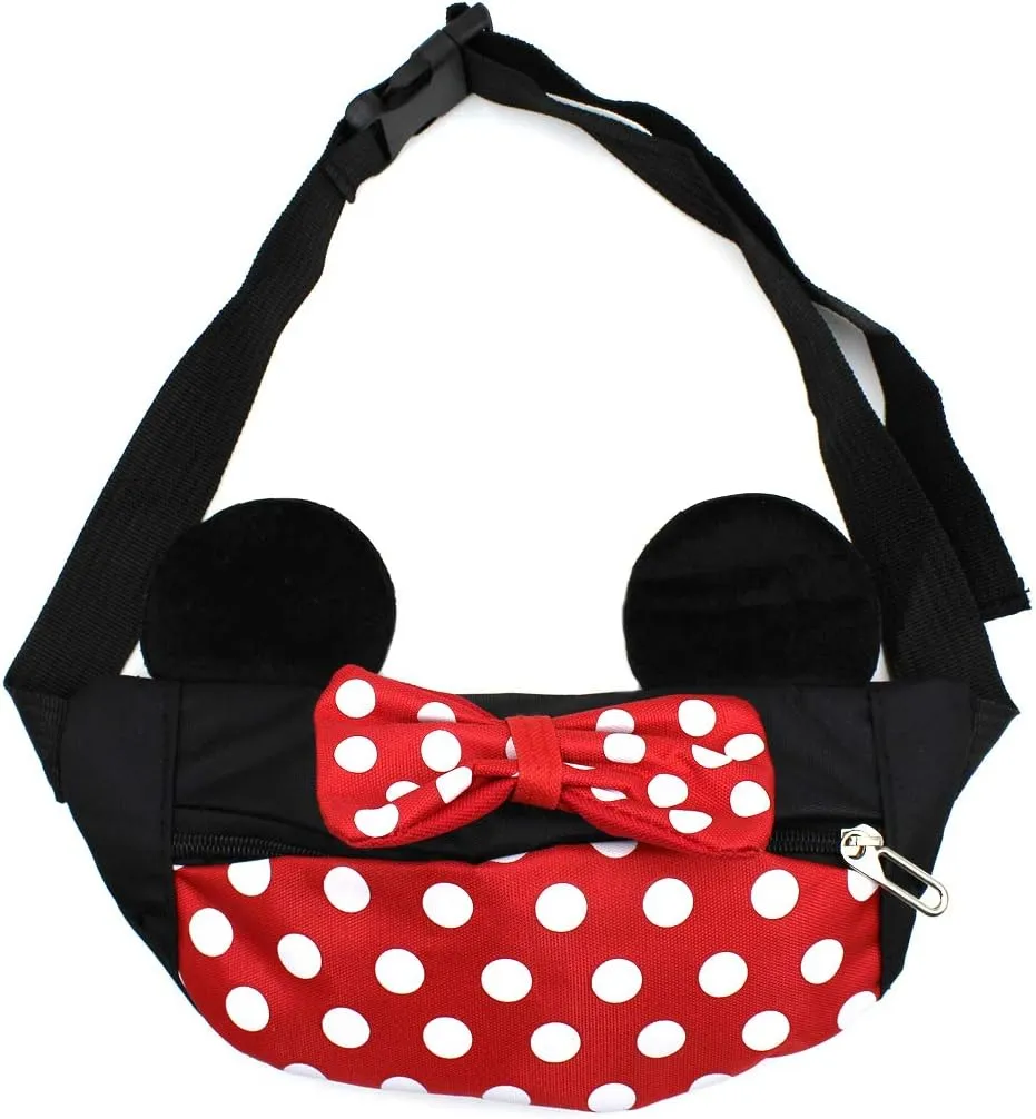 Toddlers Boys Girls Cartoon Fanny Pack Waist Pack Cute Canvas Crossbody Purse Handbag with Mouse Ears