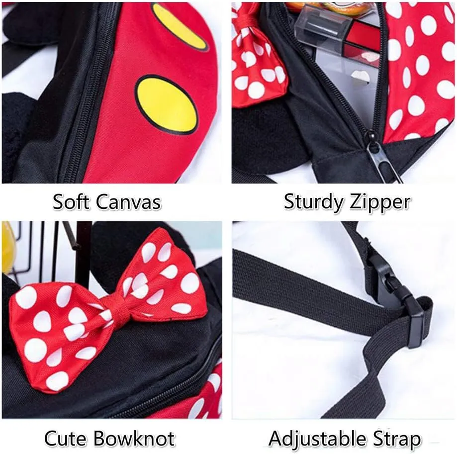 Toddlers Boys Girls Cartoon Fanny Pack Waist Pack Cute Canvas Crossbody Purse Handbag with Mouse Ears