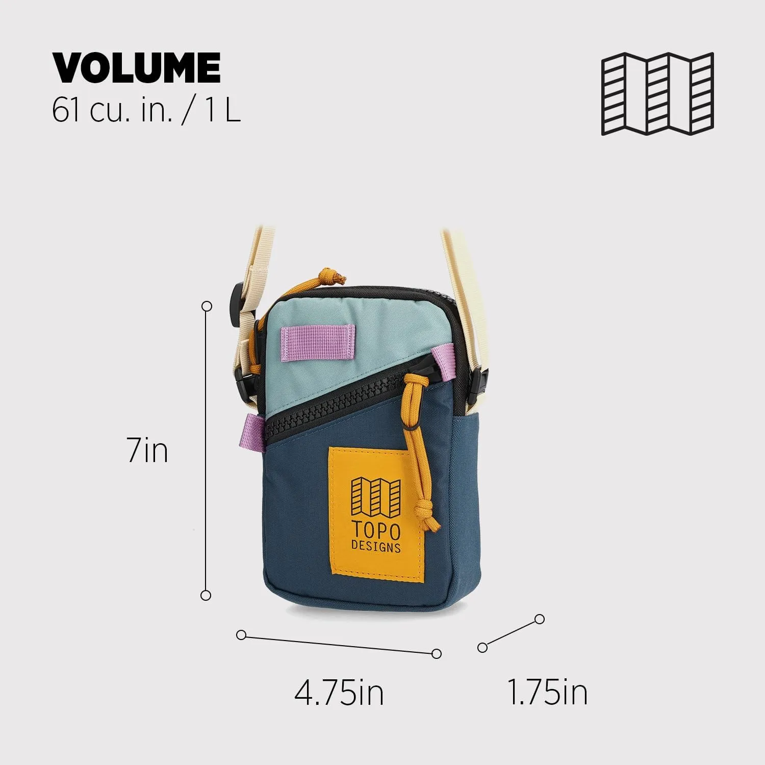 Topo Designs Mini Shoulder Bag - Over the Shoulder Daily Carry Essentials, Fanny Pack Carry Option