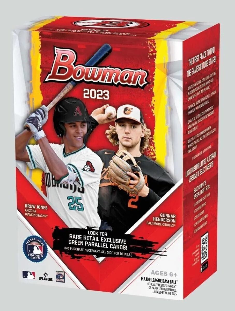Topps 2023 Bowman Baseball Value Box - 6 Packs, 72 Cards, Green Parallel Cards