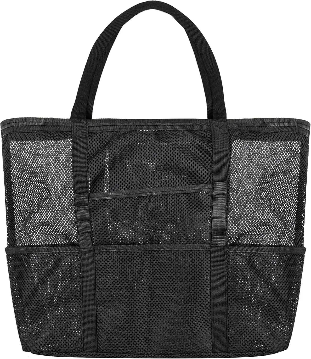TopTie Mesh Beach Bag for Women, Extra Large Beach Tote with Zipper Pockets, Nylon Pool Bag for Picnic Trip Essentials