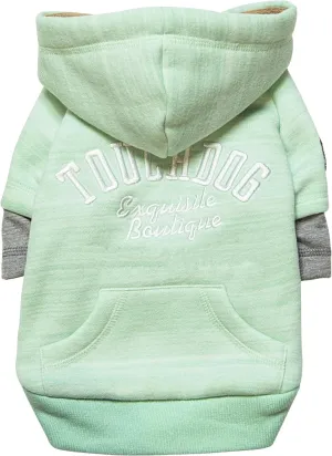 TOUCHDOG 'Hampton Beach' Designer Fashion Ultra-Plush Sand Blasted Pet Dog Hooded Sweater Hoodie, Large, Green
