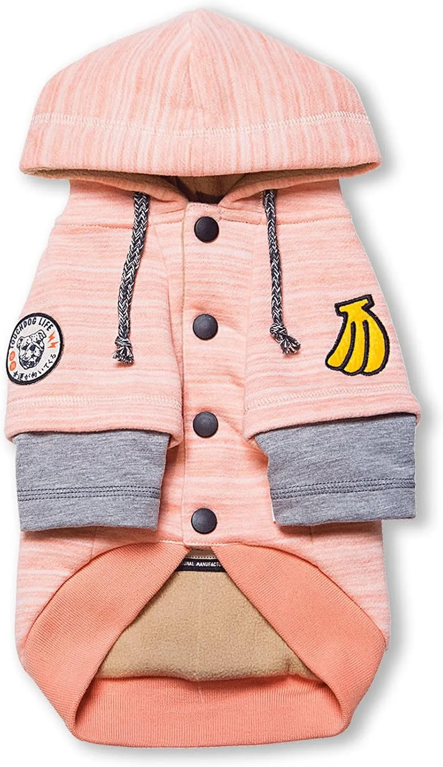 TOUCHDOG 'Hampton Beach' Designer Fashion Ultra-Plush Sand Blasted Pet Dog Hooded Sweater Hoodie, Large, Pink