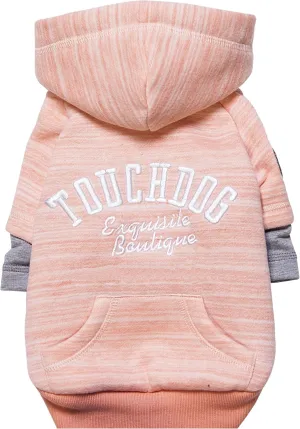TOUCHDOG 'Hampton Beach' Designer Fashion Ultra-Plush Sand Blasted Pet Dog Hooded Sweater Hoodie, Large, Pink