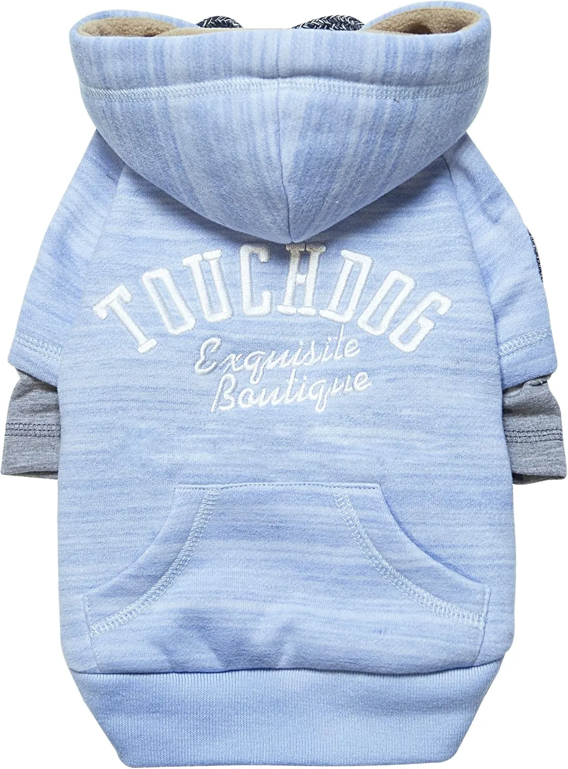 TOUCHDOG 'Hampton Beach' Designer Fashion Ultra-Plush Sand Blasted Pet Dog Hooded Sweater Hoodie, X-Small, Blue
