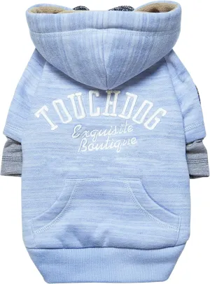 TOUCHDOG 'Hampton Beach' Designer Fashion Ultra-Plush Sand Blasted Pet Dog Hooded Sweater Hoodie, X-Small, Blue