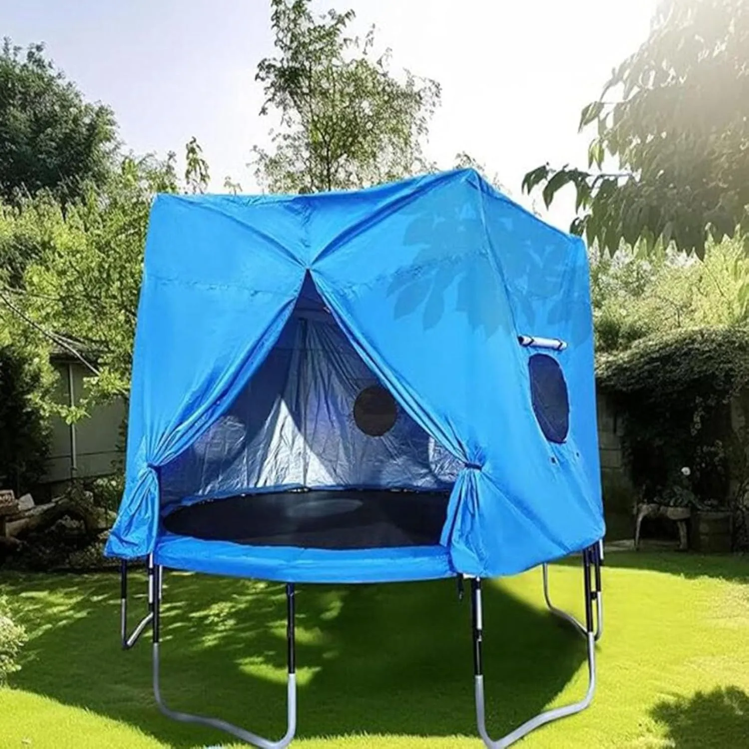 Trampoline Windproof Protect from Sun Trampoline Tent Cover Canopy Shade, for 6ft/8ft/10ft/12ft/14ft/15ft Straight Pole Round Trampoline Outdoor Fun for Kids