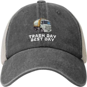 Trash Day Best Day Waste Management Garbage Adjustable Cowboy Mesh Baseball Cap Unisex Outdoor Trucker Hat6 Deep Heather