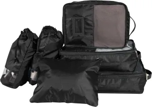 Travel 6 Piece Deluxe Set | Flat Pouch Cube | Shoe Bags | Water Resistant | Luggage, Black, Variety Pack