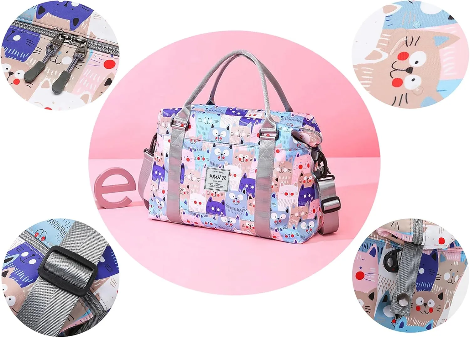 Travel Duffle Bag Weekender Overnight Bag Gym Tote with Dry and Wet Separated Pocket for Women Girls Shoulder Workout Duffel Bag Water Resistant (cute panda)
