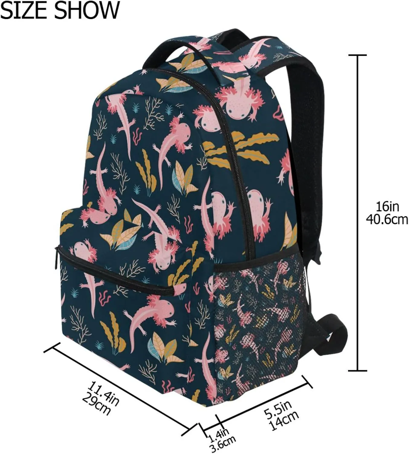 Travel Laptop Backpack Daypack College School Computer Bag Axolotl Bookbag for Kids, Fits 3 to 6 Years Old