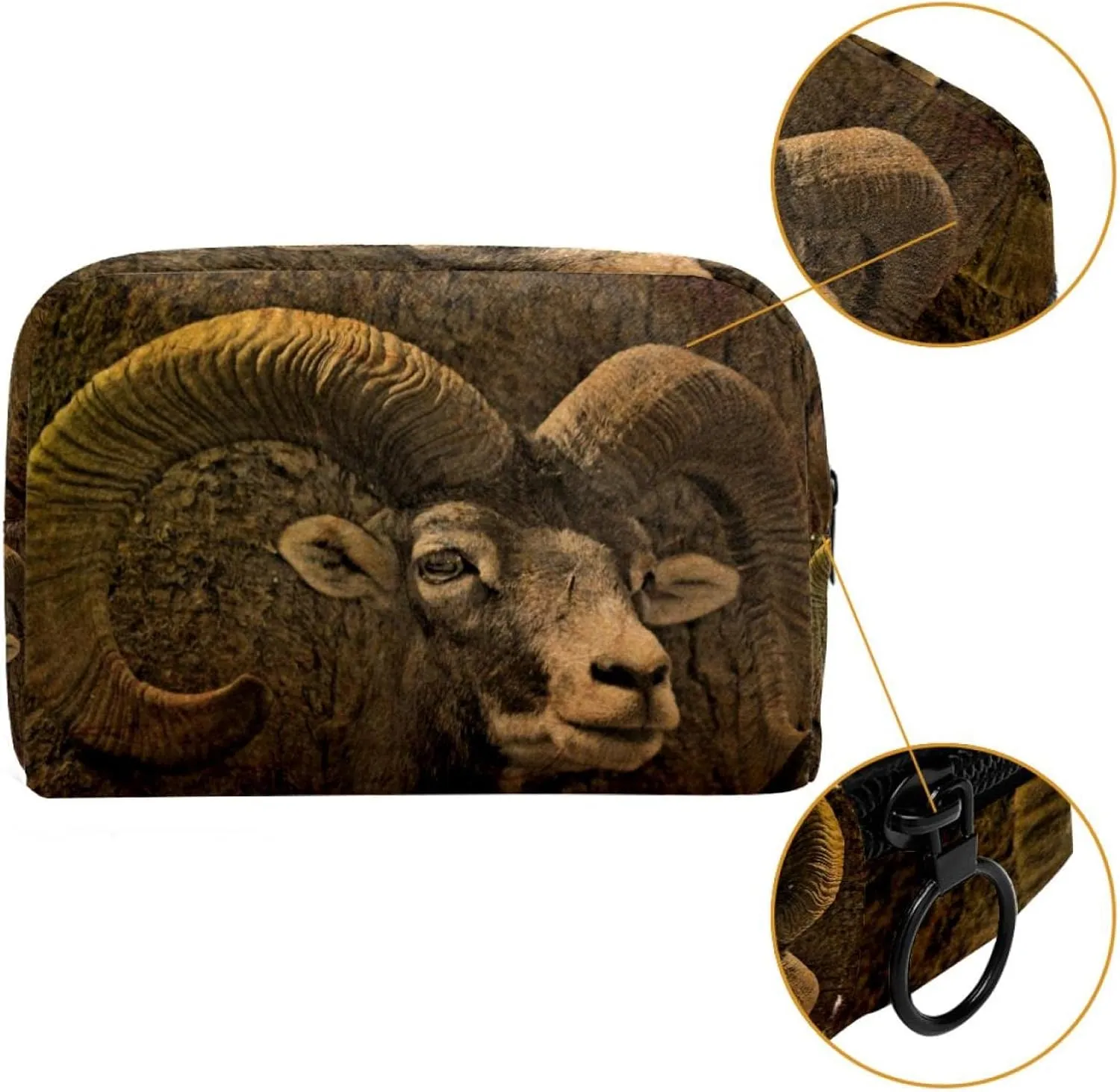 Travel Makeup Bag for Women, Animal Capricorn Zodiac Travel Cosmetic Bag Pencil Case Portable Makeup Pouch Toiletry Bag for Girls