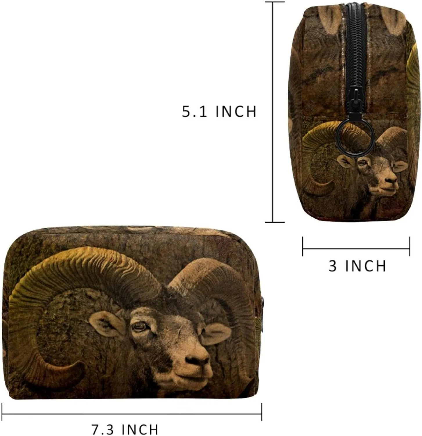 Travel Makeup Bag for Women, Animal Capricorn Zodiac Travel Cosmetic Bag Pencil Case Portable Makeup Pouch Toiletry Bag for Girls
