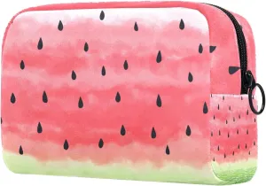 Travel Makeup Bag for Women, Summer Red Watermelon Black Seeds Travel Cosmetic Bag Pencil Case Portable Makeup Pouch Toiletry Bag for Girls