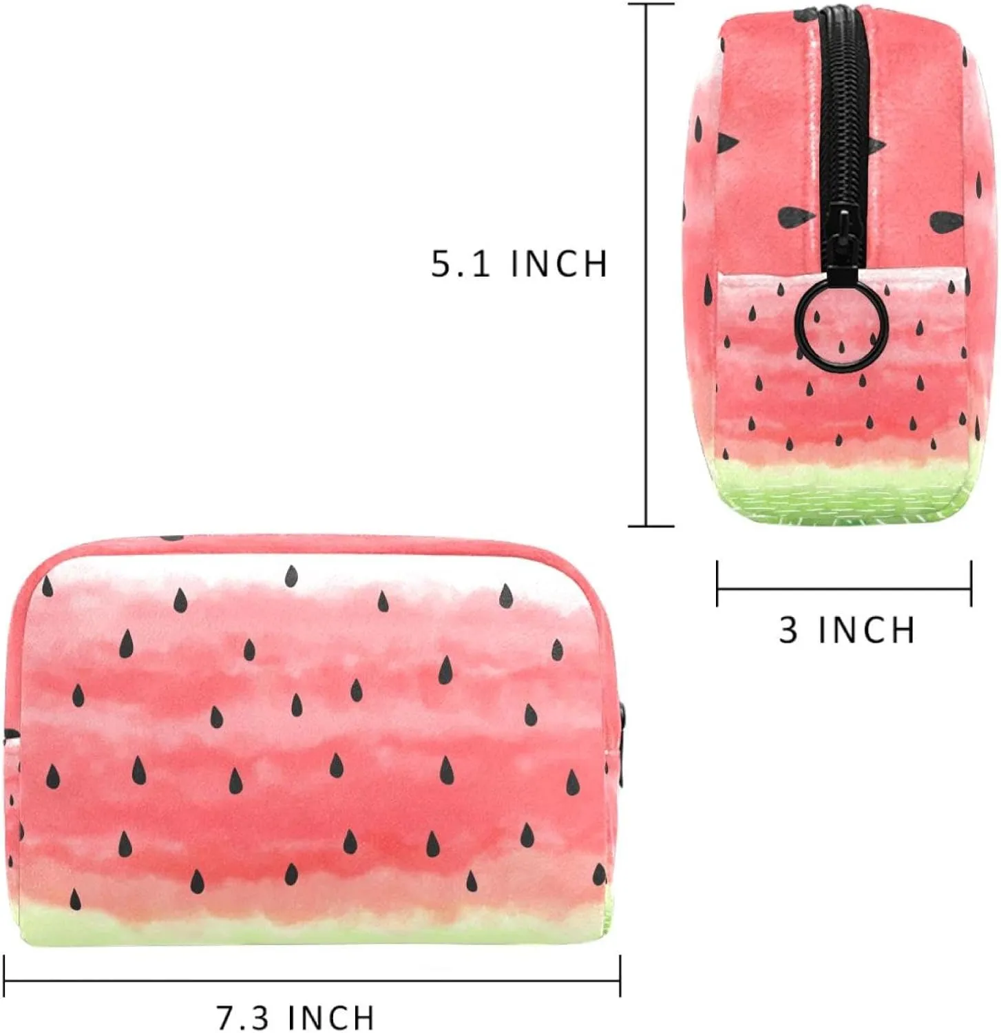 Travel Makeup Bag for Women, Summer Red Watermelon Black Seeds Travel Cosmetic Bag Pencil Case Portable Makeup Pouch Toiletry Bag for Girls