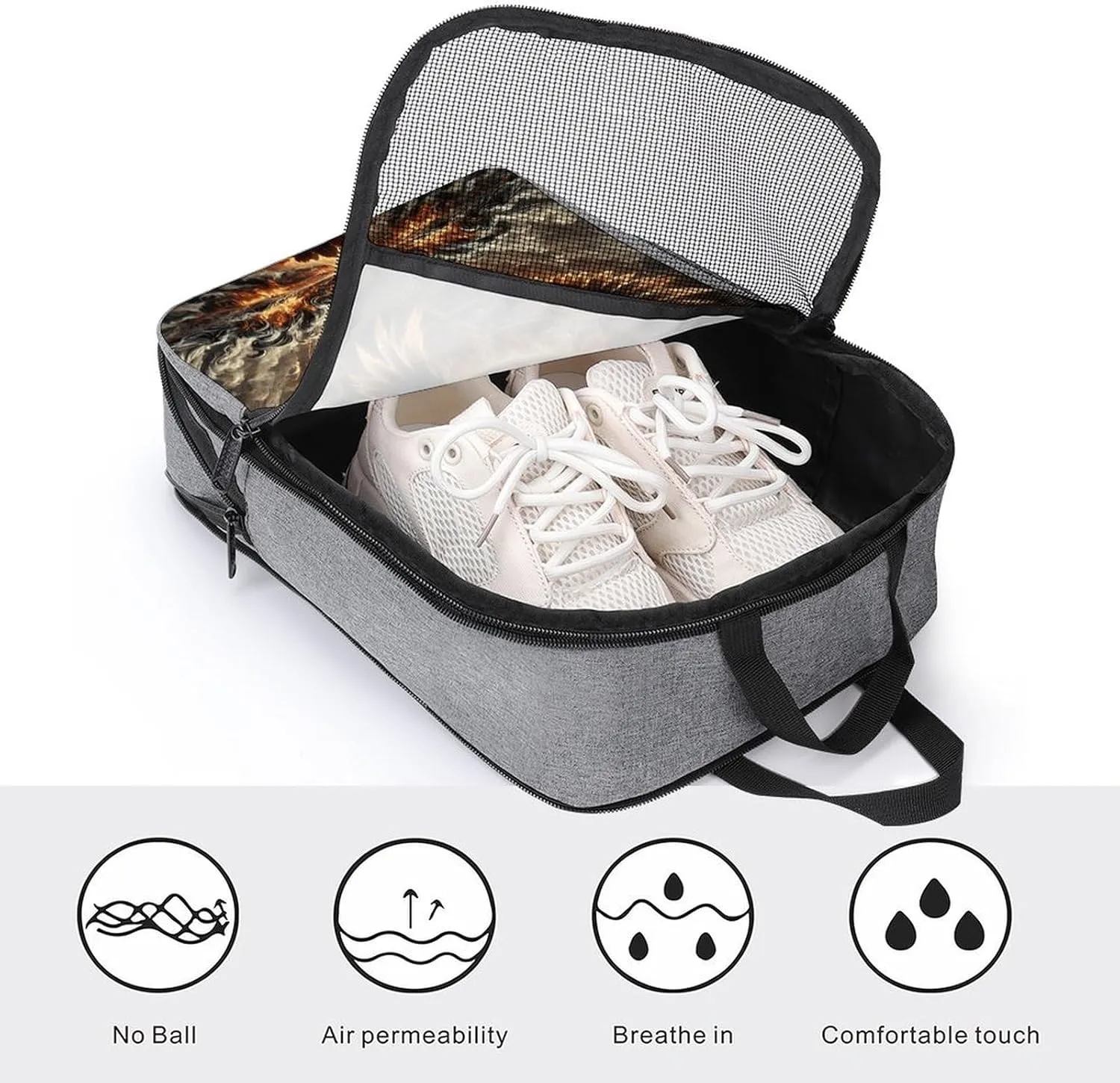 Travel Shoe Bags Waterproof Portable Shoe Storage Pouch with Dual Zipper Handles Waterproof Breathable Durable Mesh Desig Travel Shoe Case Organizer for Travel And Home Use Shoe Bag Phoenix's Ascent