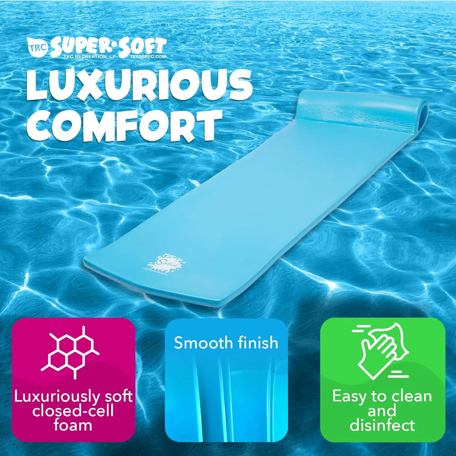 TRC Recreation Foam Swimming Pool Float, Floating Water Lounger, Splash 1.25”