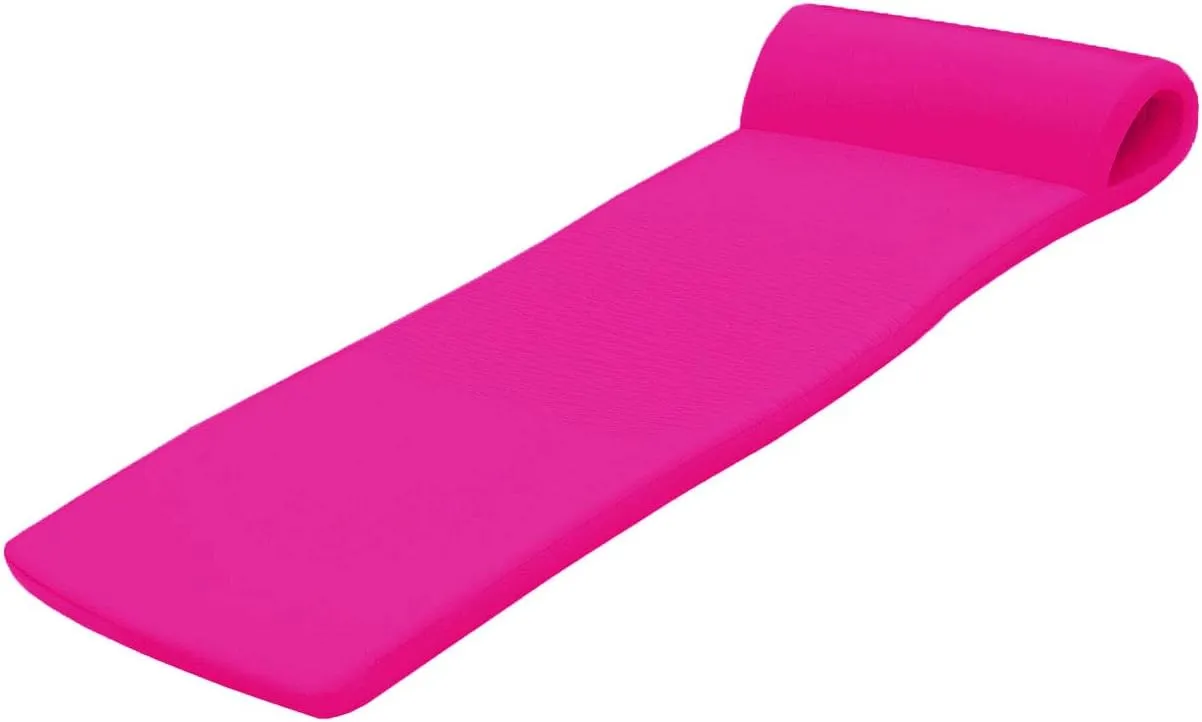 TRC Recreation Sunsation Vinyl Coated Foam Swimming Pool Float Mat Adult Lounger with Built-in Roll Pillow