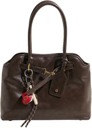 Trendy Tote Bag for Women PU Leather Hobo Shoulder Bag Large Vintage Purses Handbag for Work Travel