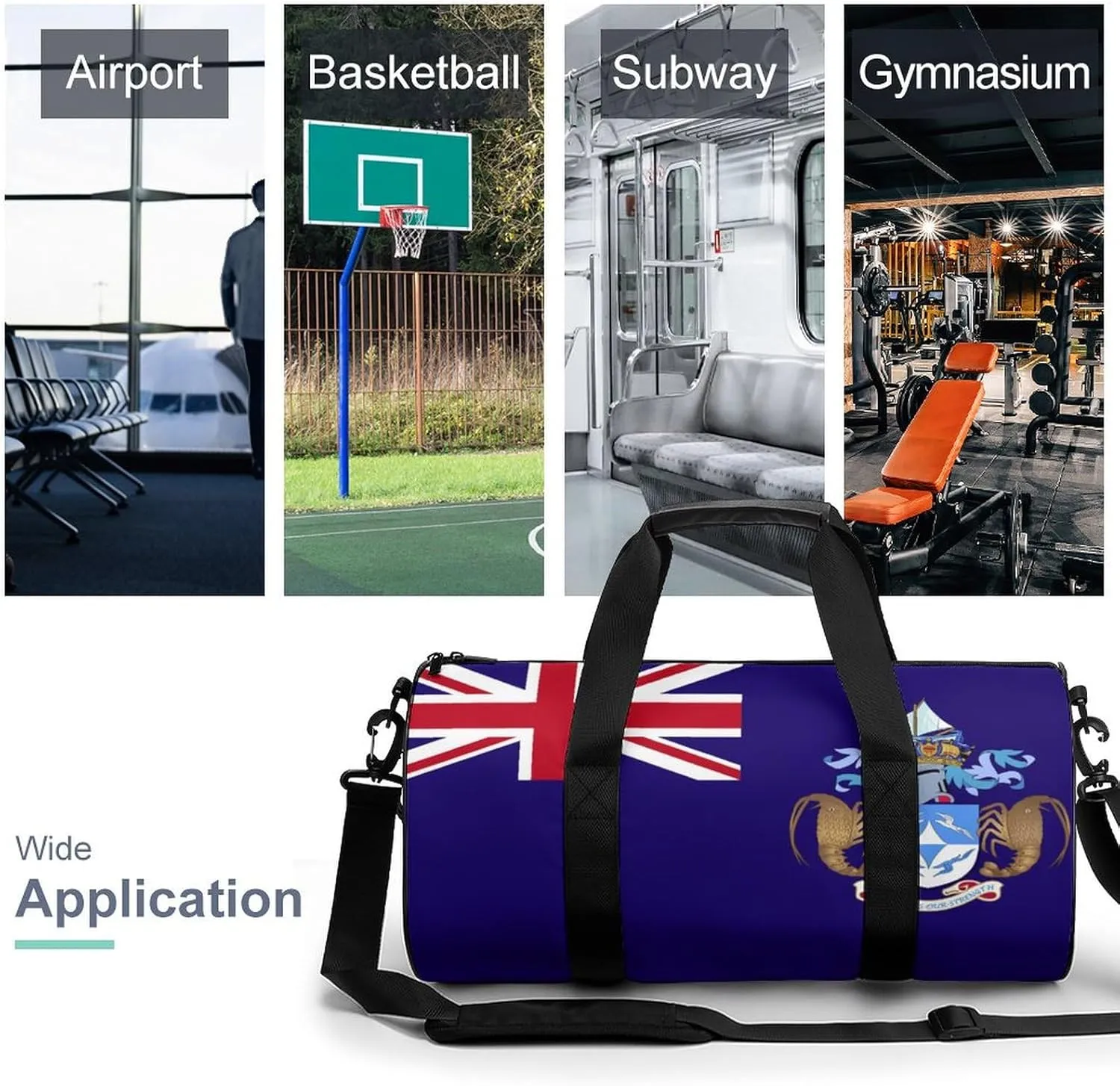 Tristan Da Cunha Flag Gym Bag for Girls Boys Sports Duffel with Wet Pocket Travel Weekender