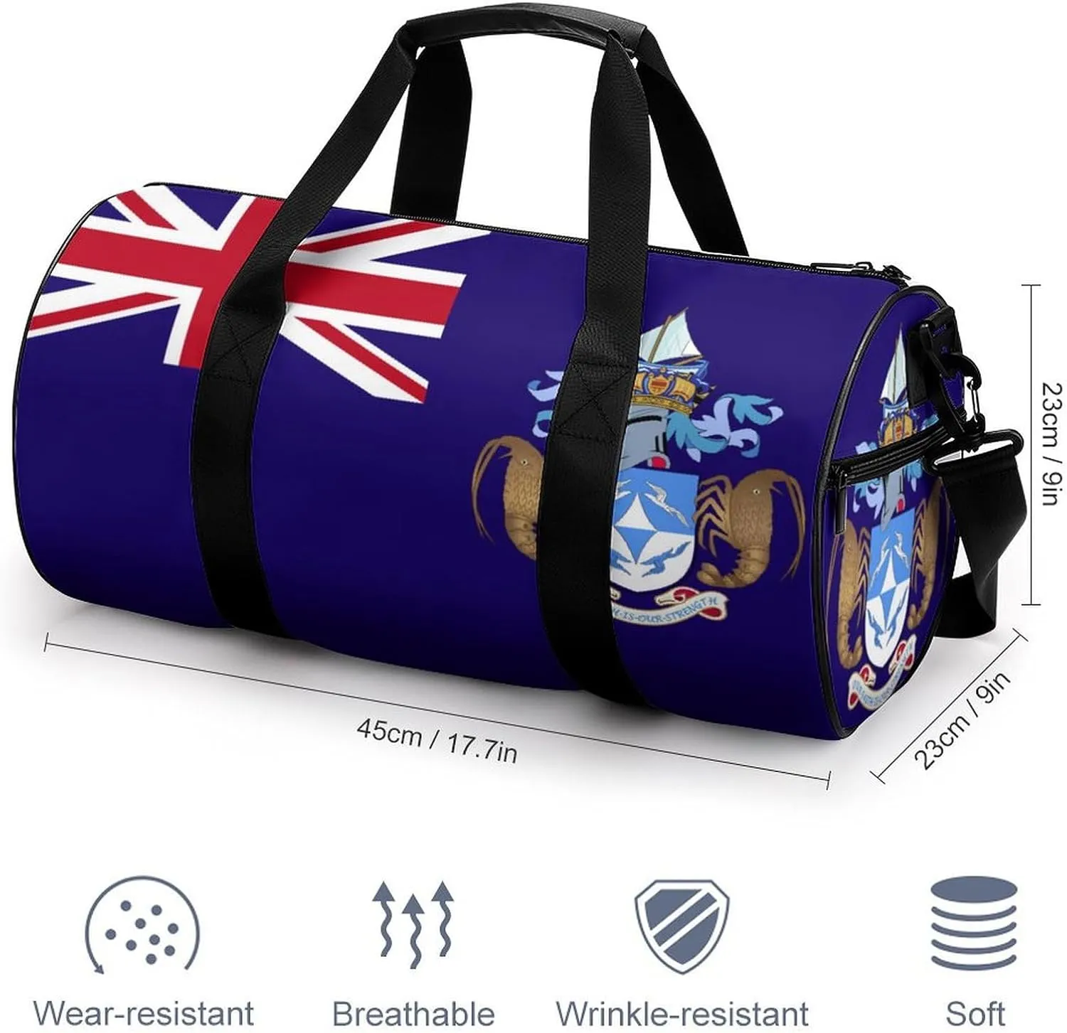 Tristan Da Cunha Flag Gym Bag for Girls Boys Sports Duffel with Wet Pocket Travel Weekender