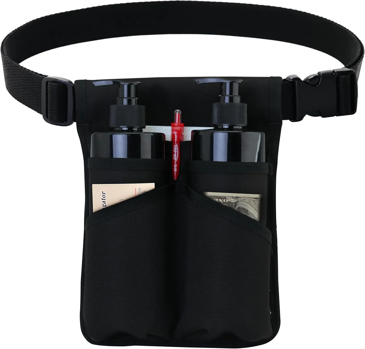 Tuhaoge Massage Bottle Bag,Massage Oil Holster for 2 Bottle s,Lotion Holster,Massage Therapist,Massage Oil Holster, Massage Lotion (TH-XJ-2 bottle-Black)