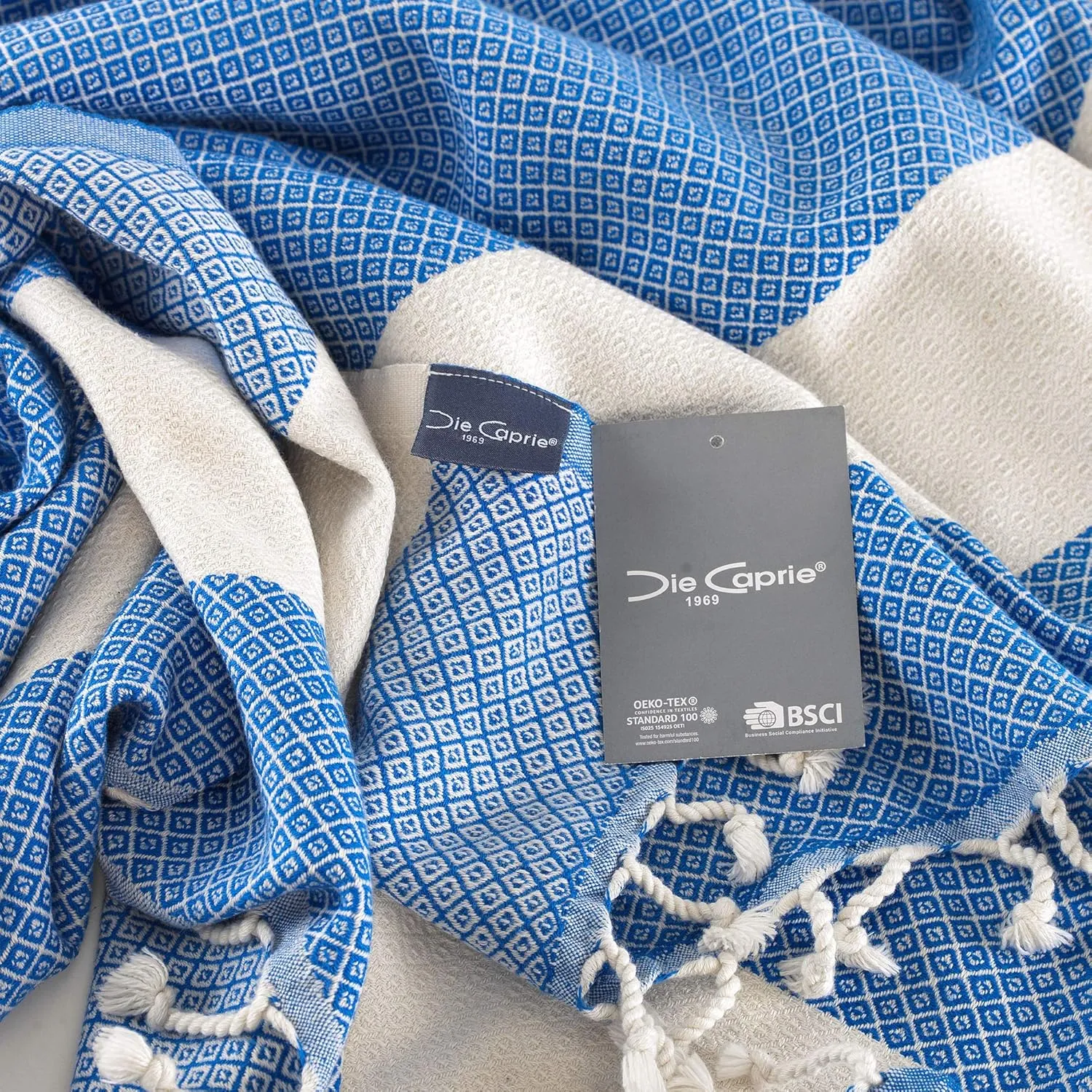 Turkish Beach Towel 100% Cotton Peshtemal Travel Camping Bath Sauna Beach Gym Pool Blanket Gift Quick Dry Sand Free Beach Towel - Blue