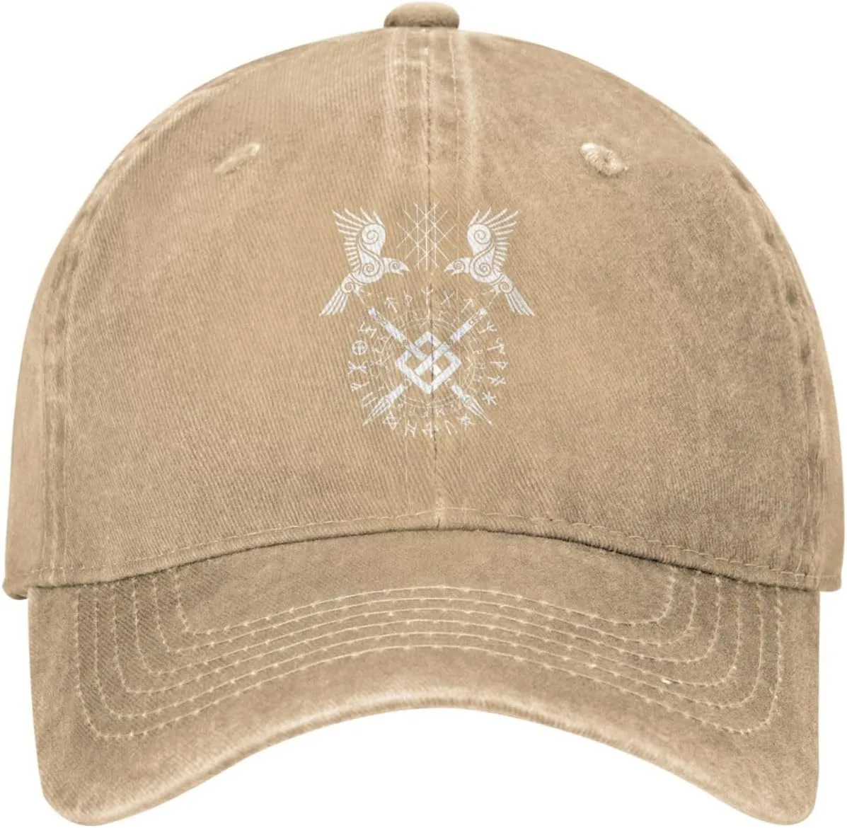 Twin Ravens of Odin Norse Pagan Symbol Cowboy Baseball Hat Washable Adjustable Denim Baseball Hat