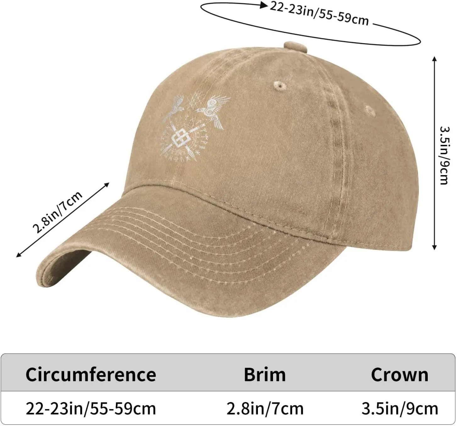 Twin Ravens of Odin Norse Pagan Symbol Cowboy Baseball Hat Washable Adjustable Denim Baseball Hat