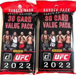 Two 2022 Panini Donruss UFC Sealed Hanger Pack Lot Debut Edition 60 Cards: 2 Packs of 30 Cards